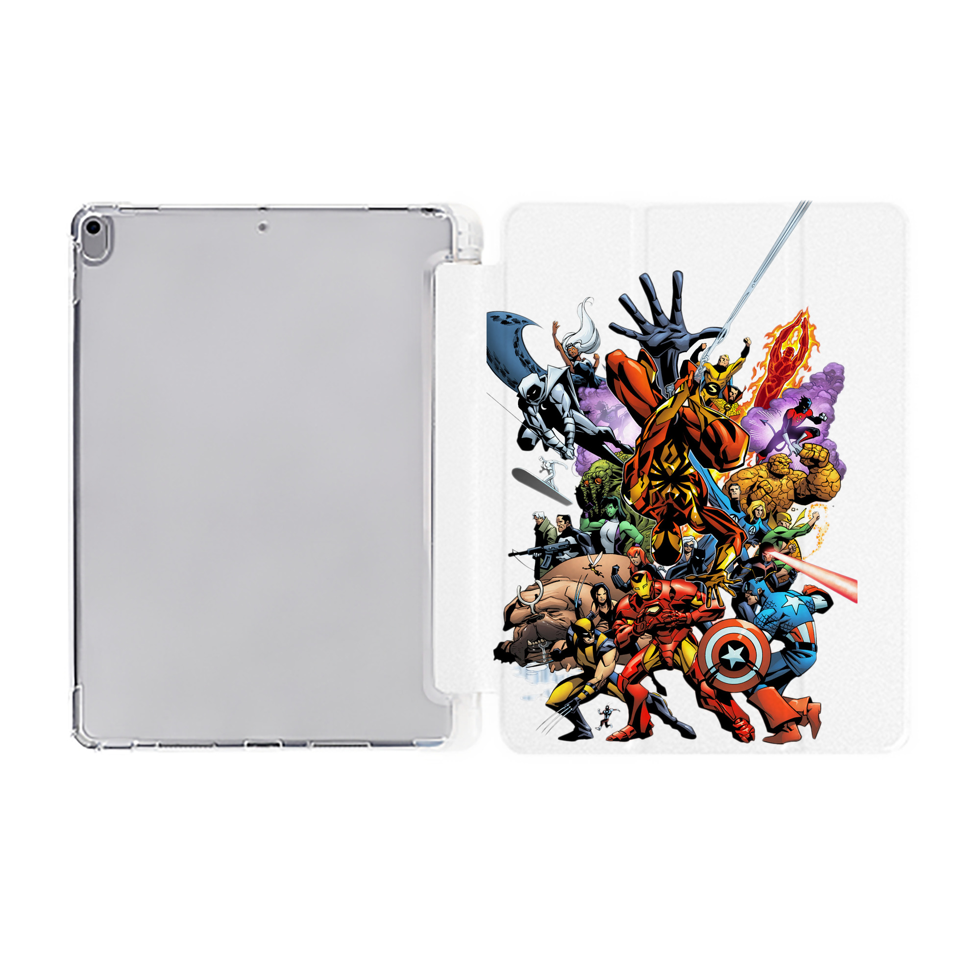 （画像用） アベンジャーズ The Avengers IPad ケース ペン収納付き 三つ折りスタンド PUレザー×シリコン 対応機種9.5/10.5/10.9インチ